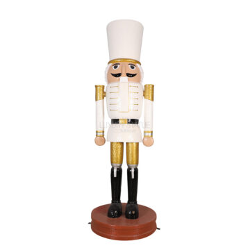 Nutcracker Wood Carved 275 cm (White and Gold)