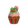 Christmas Cupcake (Wreath and Candy Cane)