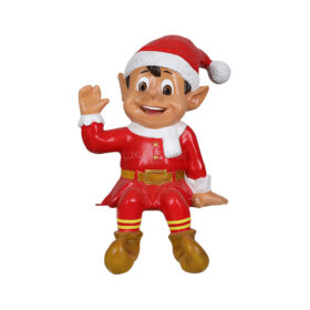Waving Red Santa Elf
