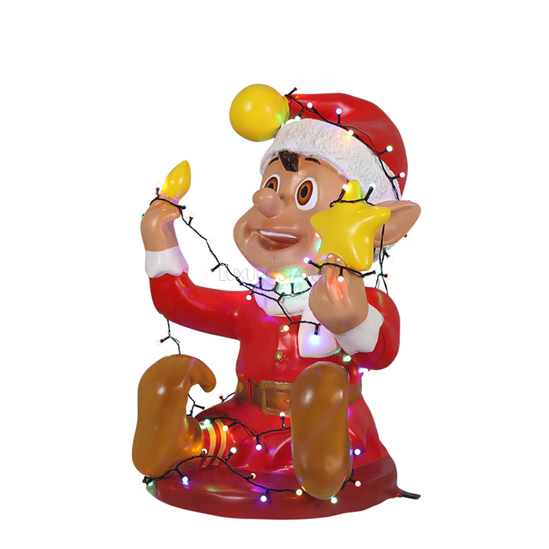 Red Santa Elf with Christmas Lights — view 2