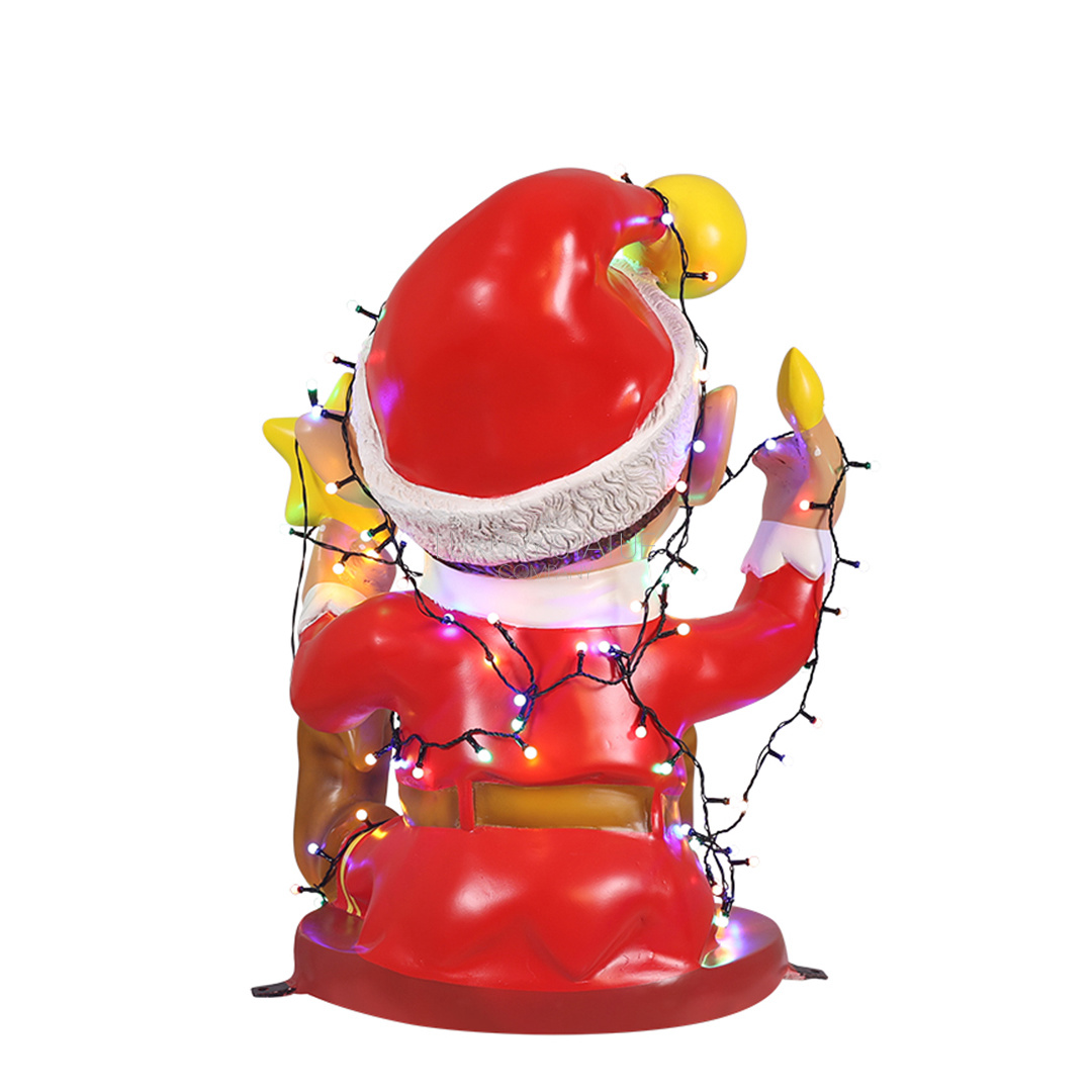 Red Santa Elf with Christmas Lights — view 6